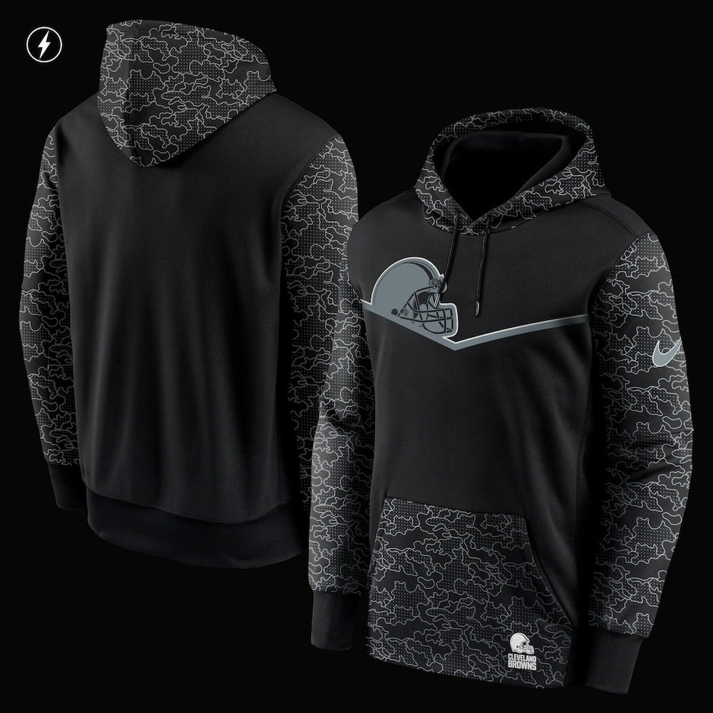 Cleveland Browns RFLCTV Chevron Pullover Hoodie Black