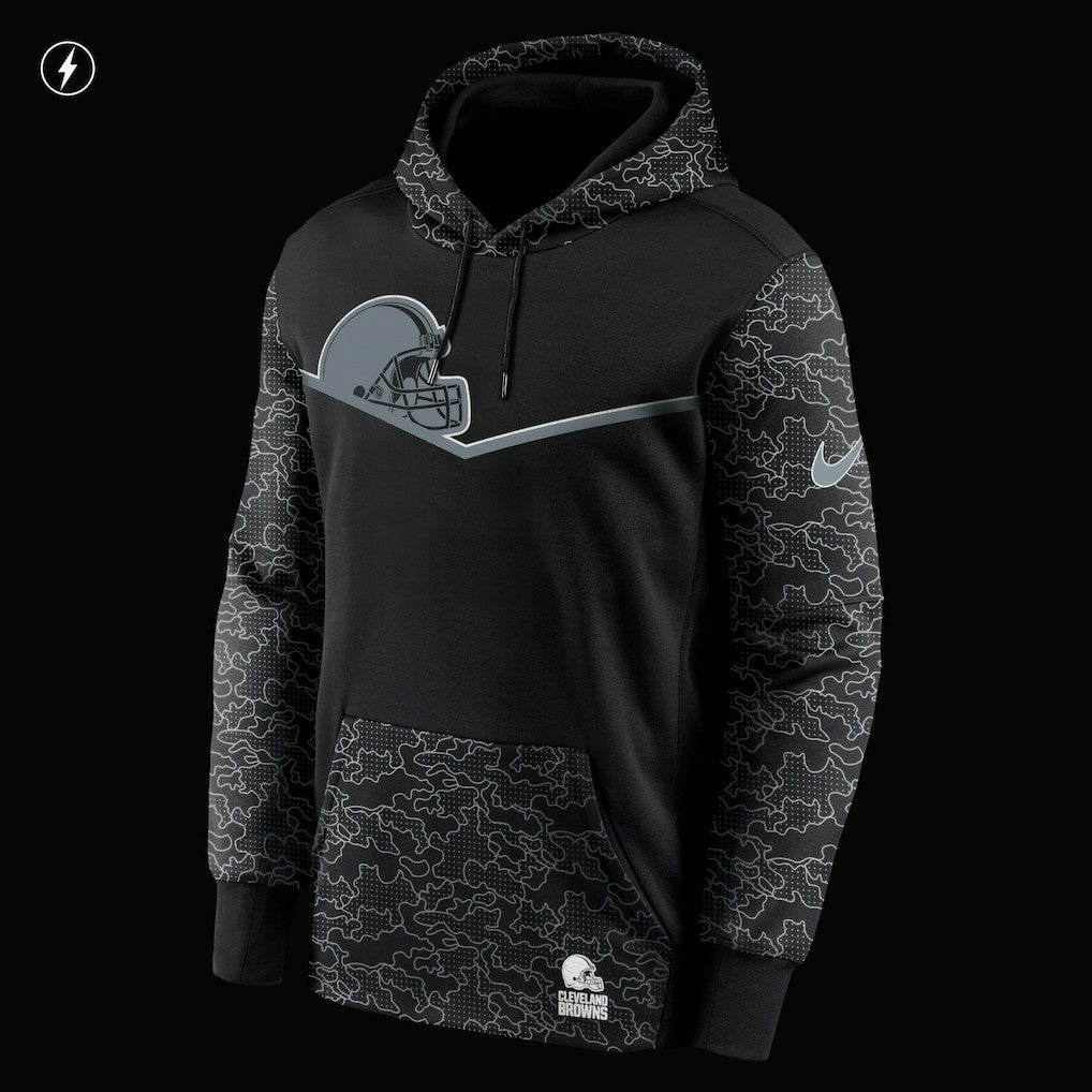 Cleveland Browns RFLCTV Chevron Pullover Hoodie Black