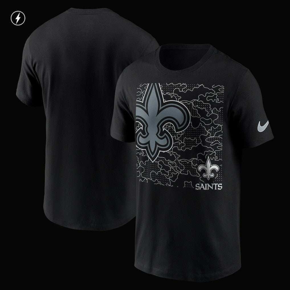 New Orleans Saints RFLCTV T-Shirt Black