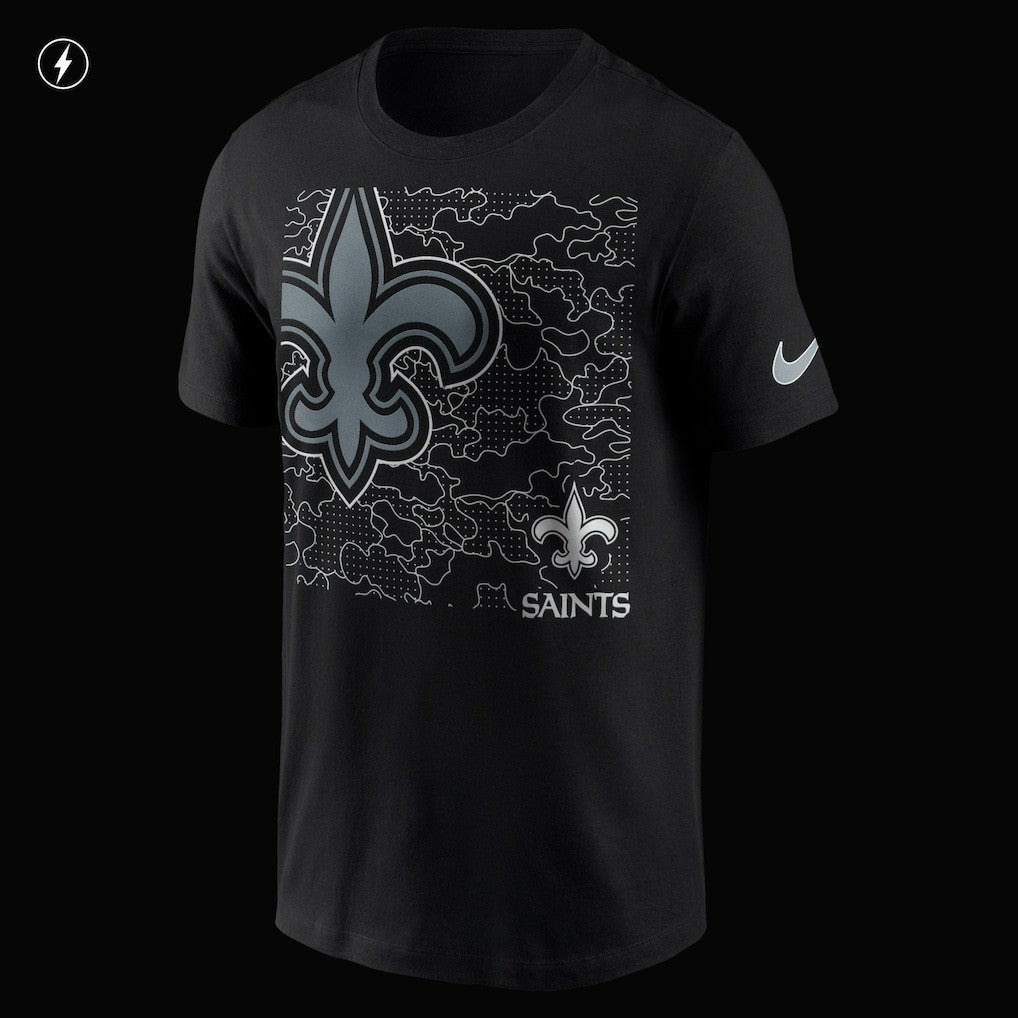 New Orleans Saints RFLCTV T-Shirt Black