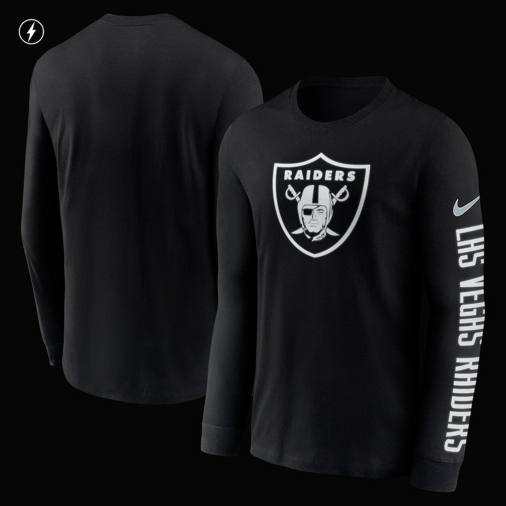 Las Vegas Raiders RFLCTV Name and Logo T-Shirt Black