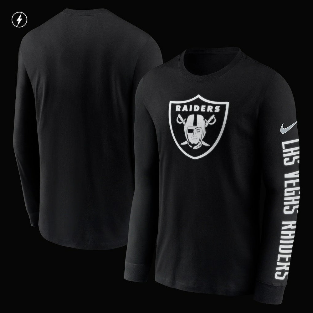 Las Vegas Raiders RFLCTV Name and Logo T-Shirt Black