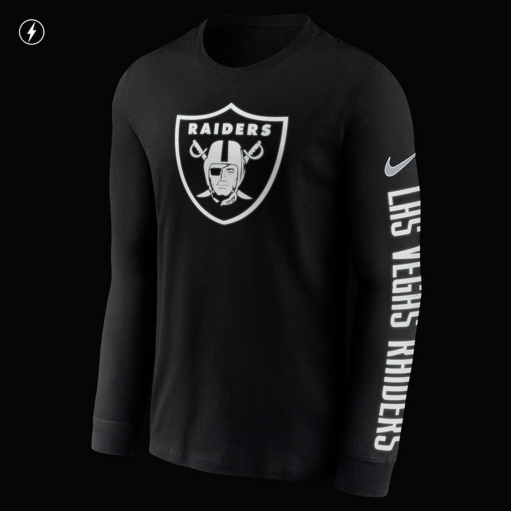 Las Vegas Raiders RFLCTV Name and Logo T-Shirt Black