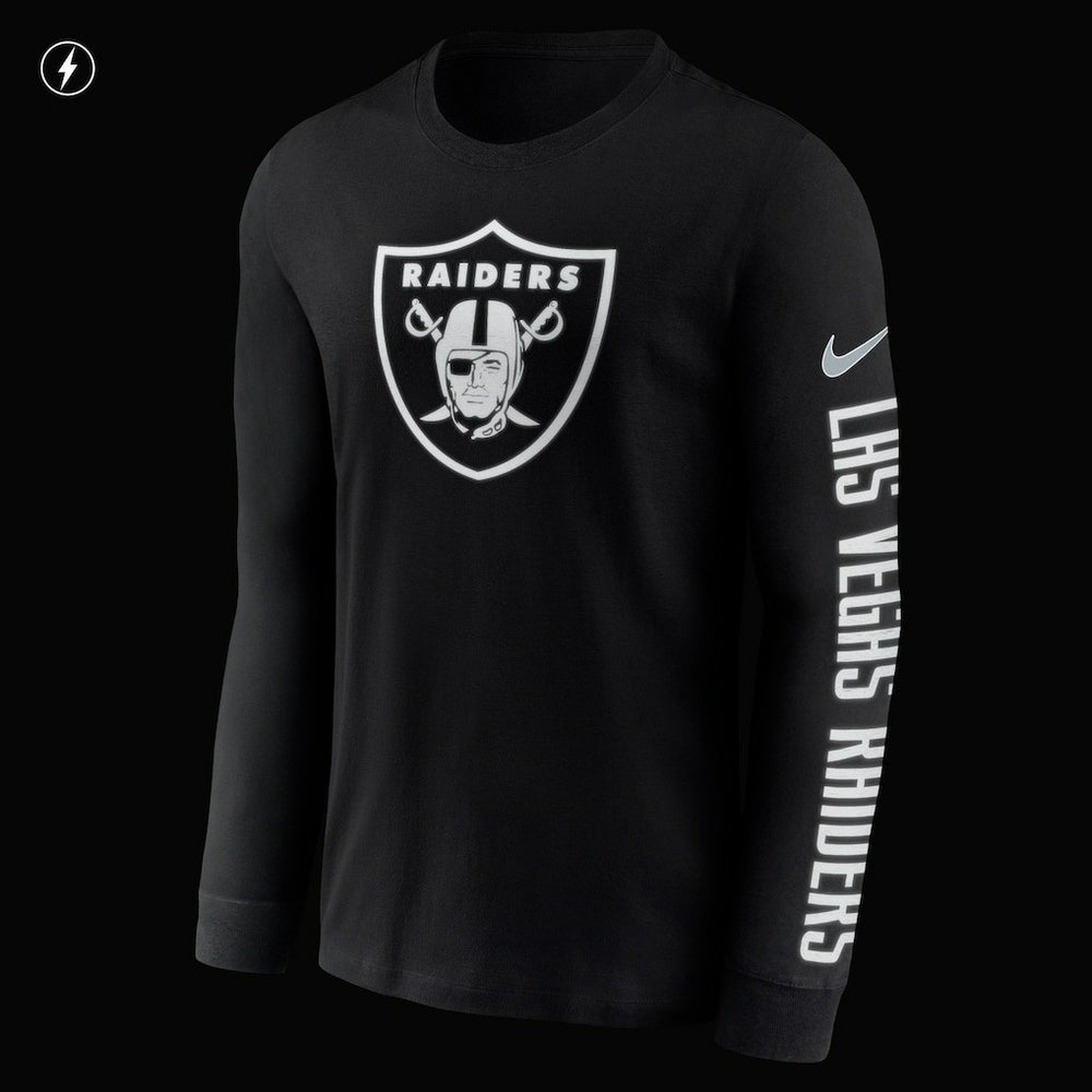 Las Vegas Raiders RFLCTV Name and Logo T-Shirt Black