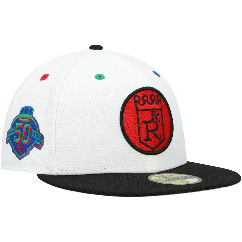 Kansas City Royals New Era  Primary Eye 59FIFTY Fitted Hat - White/Black Hats