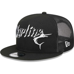 Miami Marlins New Era Street Trucker 9FIFTY Snapback Hat - Black Hats