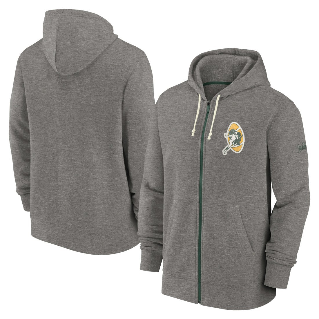 Green Bay Packers Historic Lifestyle Full-Zip Hoodie Heather Charcoal