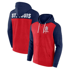 St. Louis Cardinals Fanatics Blown Away Full-Zip Hoodie - Heathered Red/Heathered Navy Hoodies