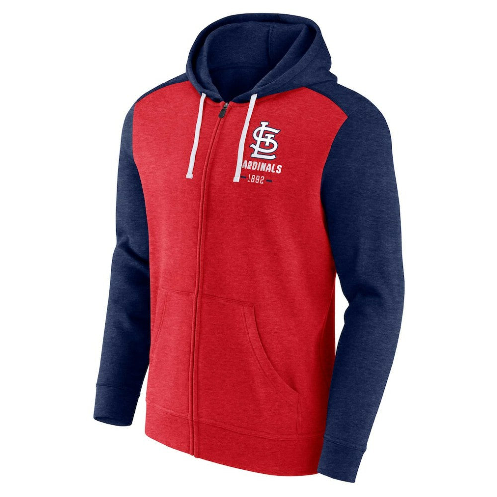 St. Louis Cardinals Fanatics Blown Away Full-Zip Hoodie - Heathered Red/Heathered Navy Hoodies