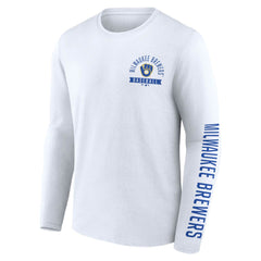 Milwaukee Brewers Fanatics Pressbox Long Sleeve T-Shirt - White T-shirts
