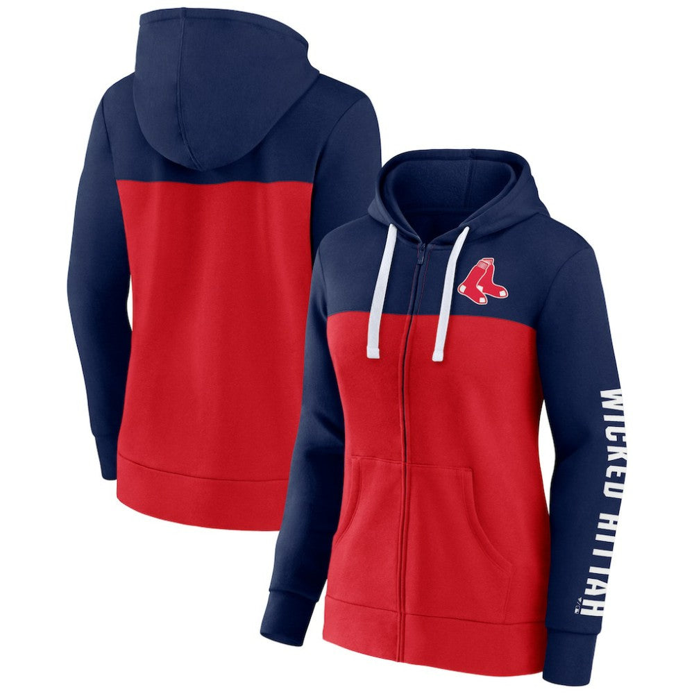 Boston Red Sox Fanatics Women's Take The Field Colorblocked Hoodie Full-Zip Jacket - Navy/Red Jackets