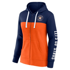 Houston Astros Fanatics Women's Take The Field Colorblocked Hoodie Full-Zip Jacket - Navy/Orange Jackets