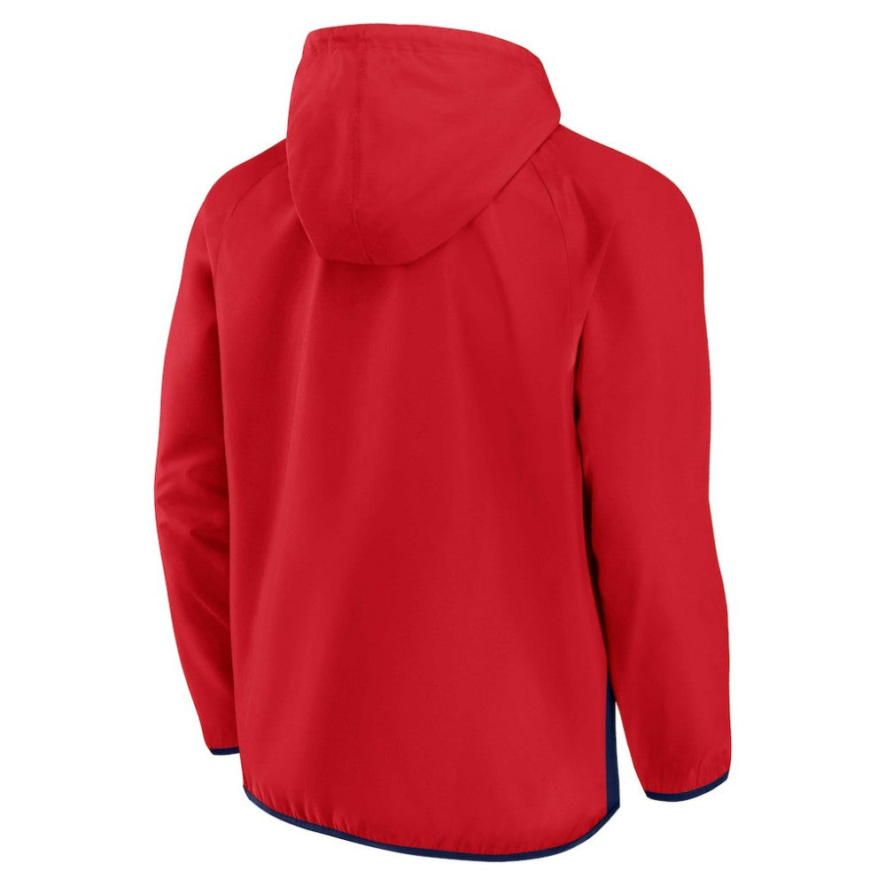 NHL Washington Capitals Fanatics Backhand Shooter Defender Anorak Raglan Hoodie Quarter-Zip Jacket - Red/Navy
