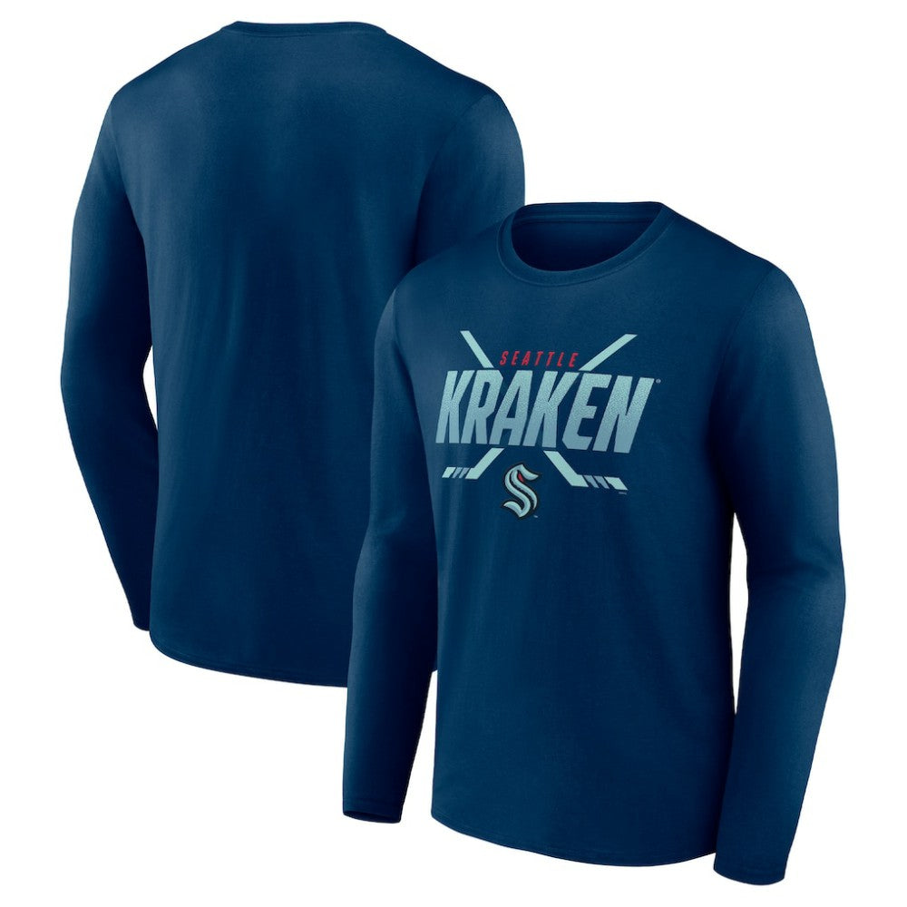 NHL Seattle Kraken Fanatics Covert Long Sleeve T-Shirt - Deep Sea Blue