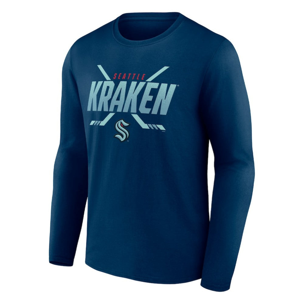 NHL Seattle Kraken Fanatics Covert Long Sleeve T-Shirt - Deep Sea Blue