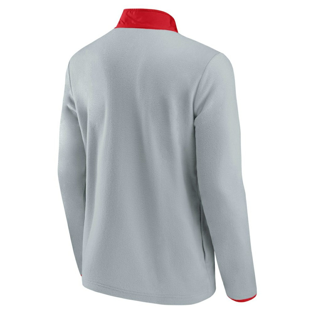 NHL Chicago Blackhawks Fanatics Hockey Polar Fleece Quarter-Snap Jacket - Gray/Red