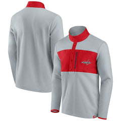 NHL Washington Capitals Fanatics Hockey Polar Fleece Quarter-Snap Jacket - Gray/Red