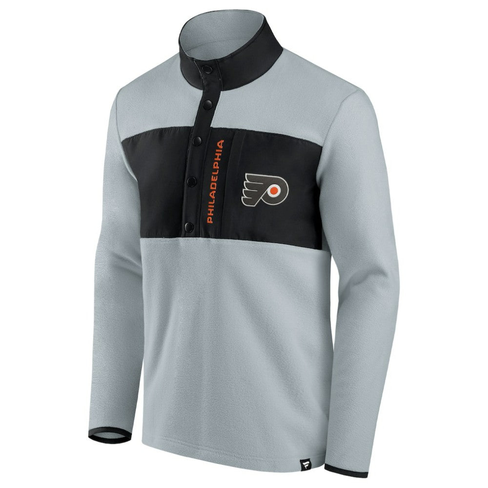 NHL Philadelphia Flyers Fanatics Hockey Polar Fleece Quarter-Snap Jacket - Gray/Black