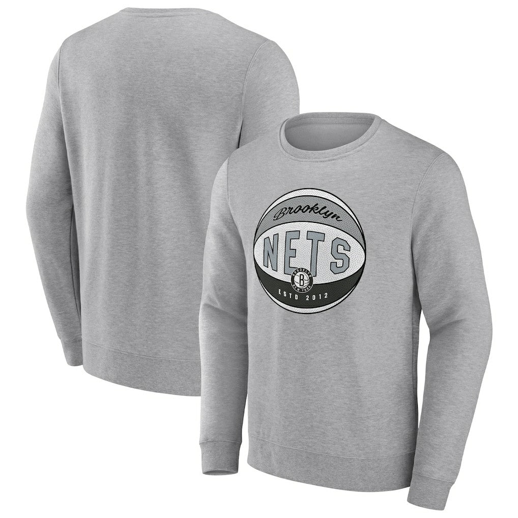 Brooklyn Nets True Classics Vint Pullover Sweatshirt Heathered Gray