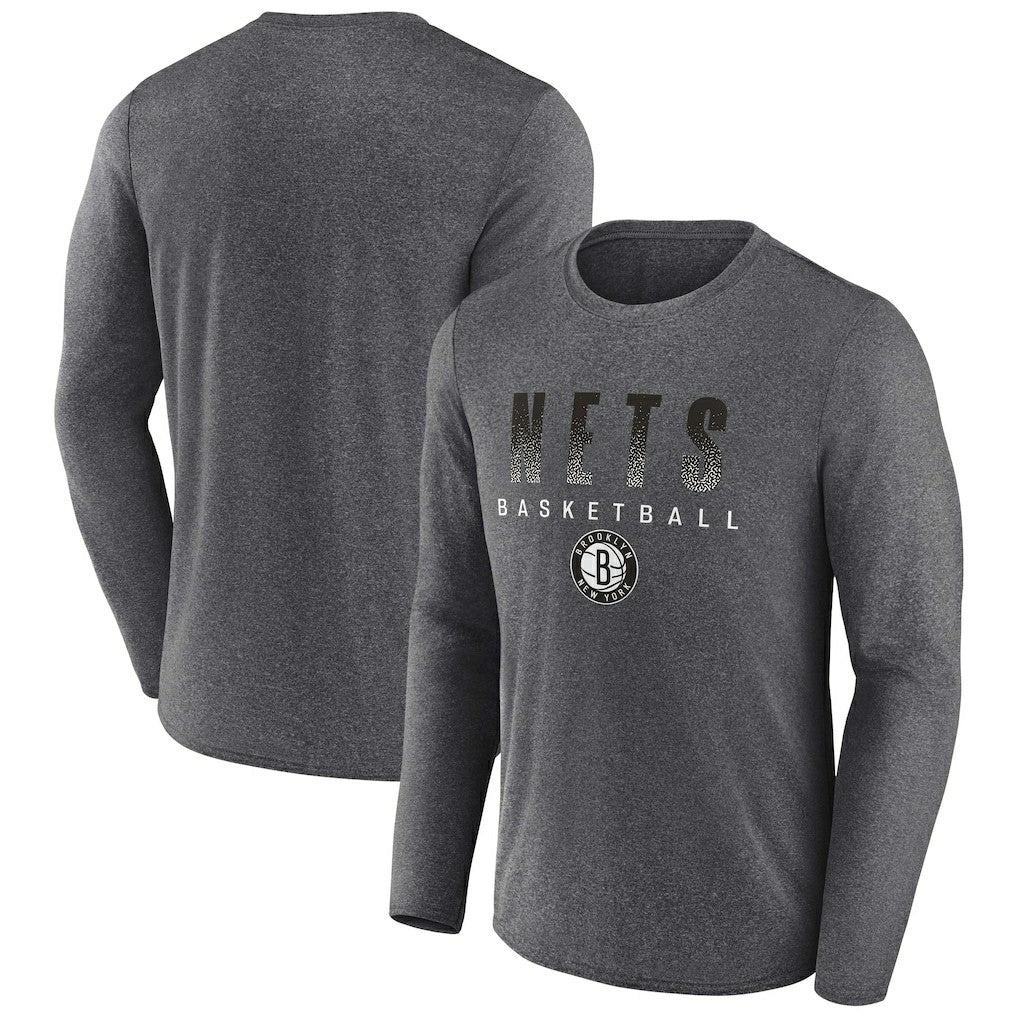 Brooklyn Nets Where Legends Play Iconic Practice Long Sleeve T-Shirt Heathered Charcoal