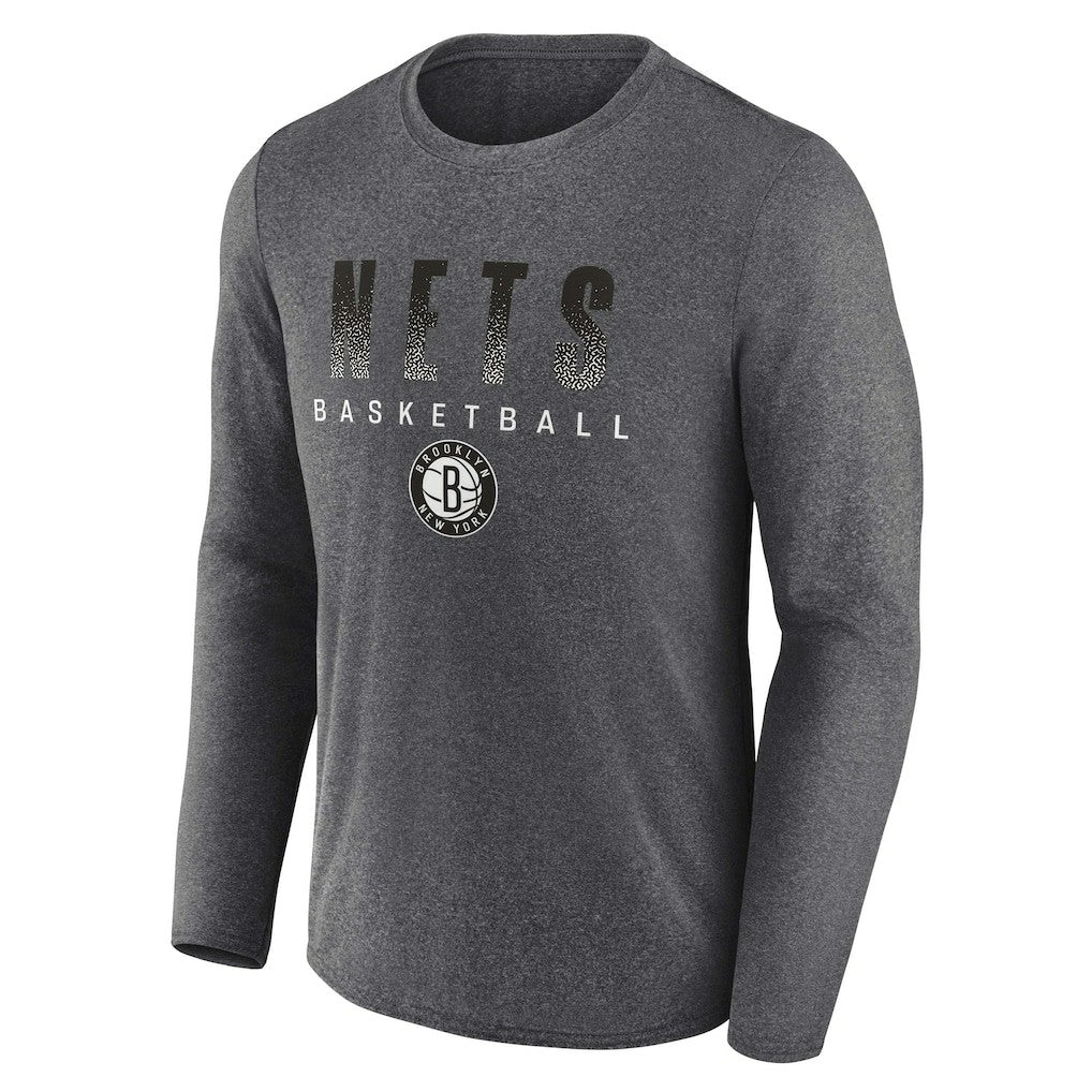 Brooklyn Nets Where Legends Play Iconic Practice Long Sleeve T-Shirt Heathered Charcoal