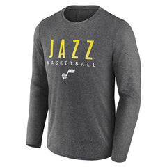 Utah Jazz Where Legends Play Iconic Practice Long Sleeve T-Shirt Heather Charcoal