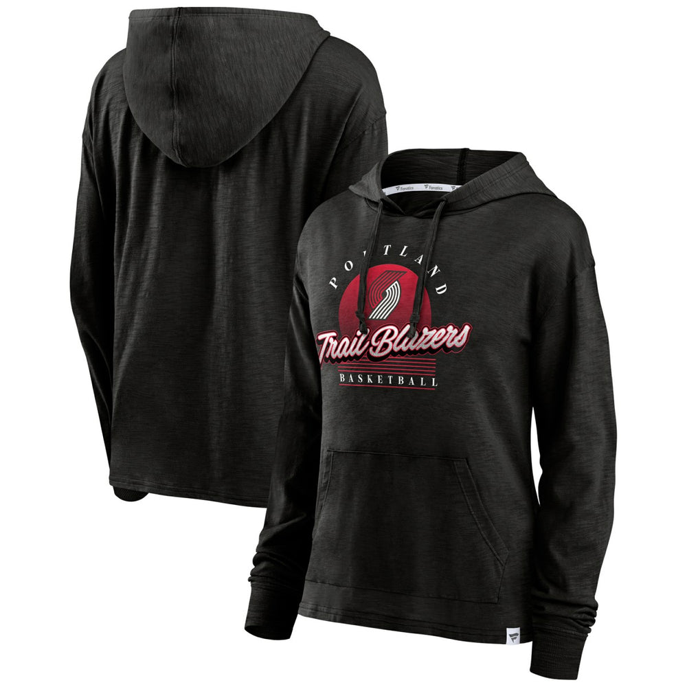 Portland Trail Blazers Women's Full Steam Slub Hoodie T-Shirt Black