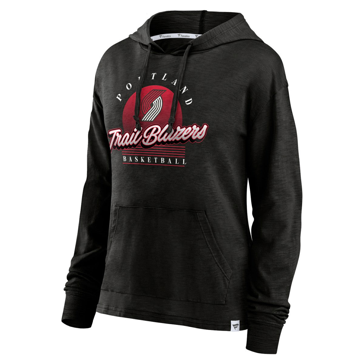 Portland Trail Blazers Women's Full Steam Slub Hoodie T-Shirt Black