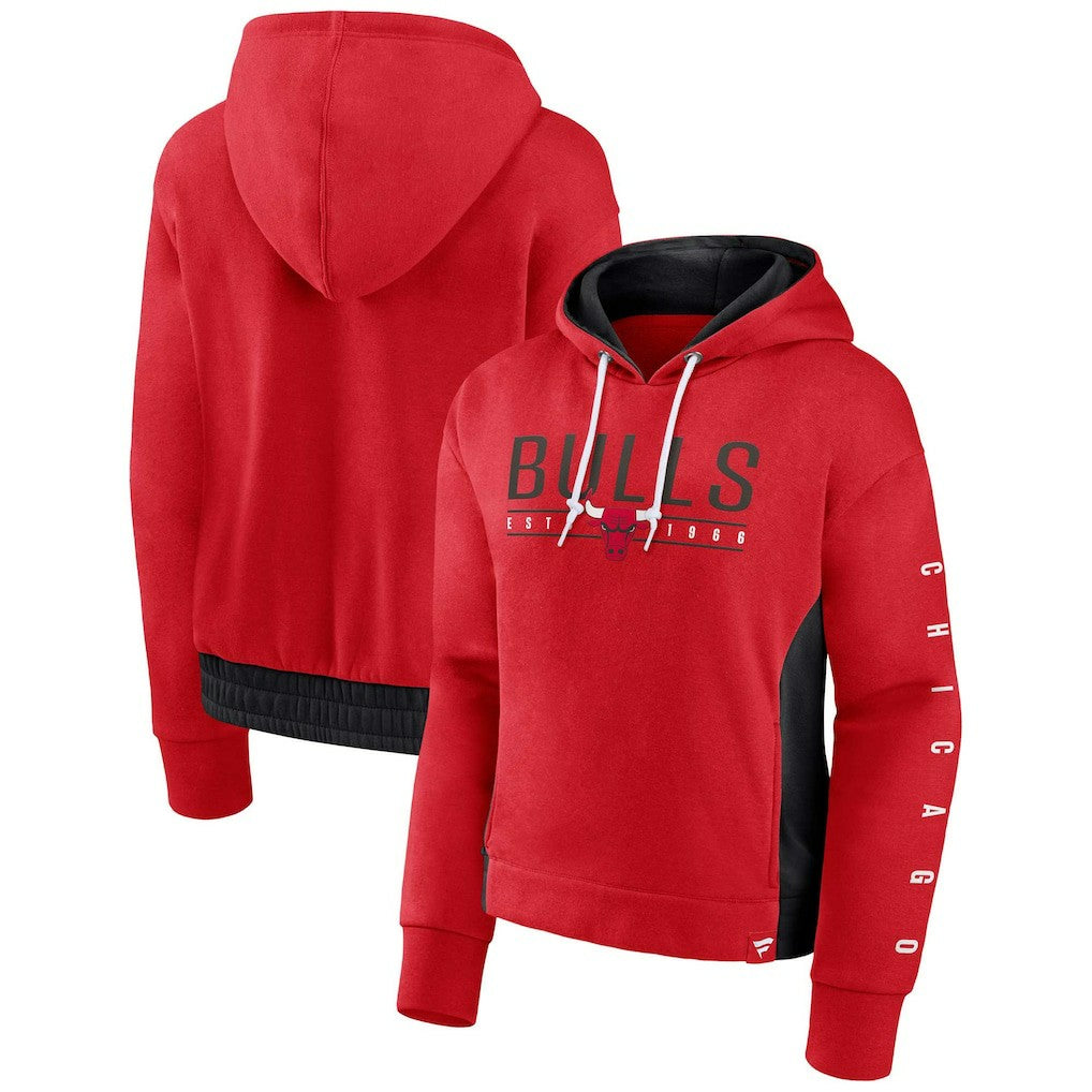 Chicago Bulls Women's Iconic Halftime Colorblock Pullover Hoodie Red