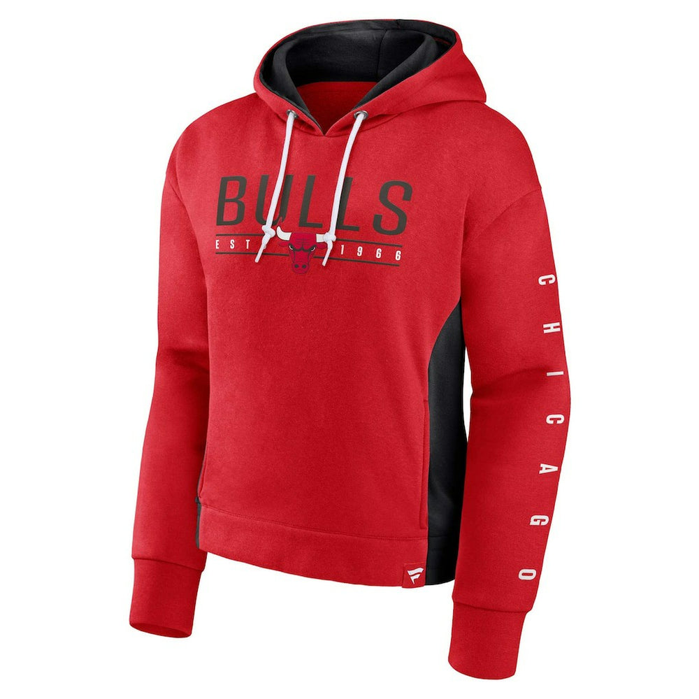 Chicago Bulls Women's Iconic Halftime Colorblock Pullover Hoodie Red