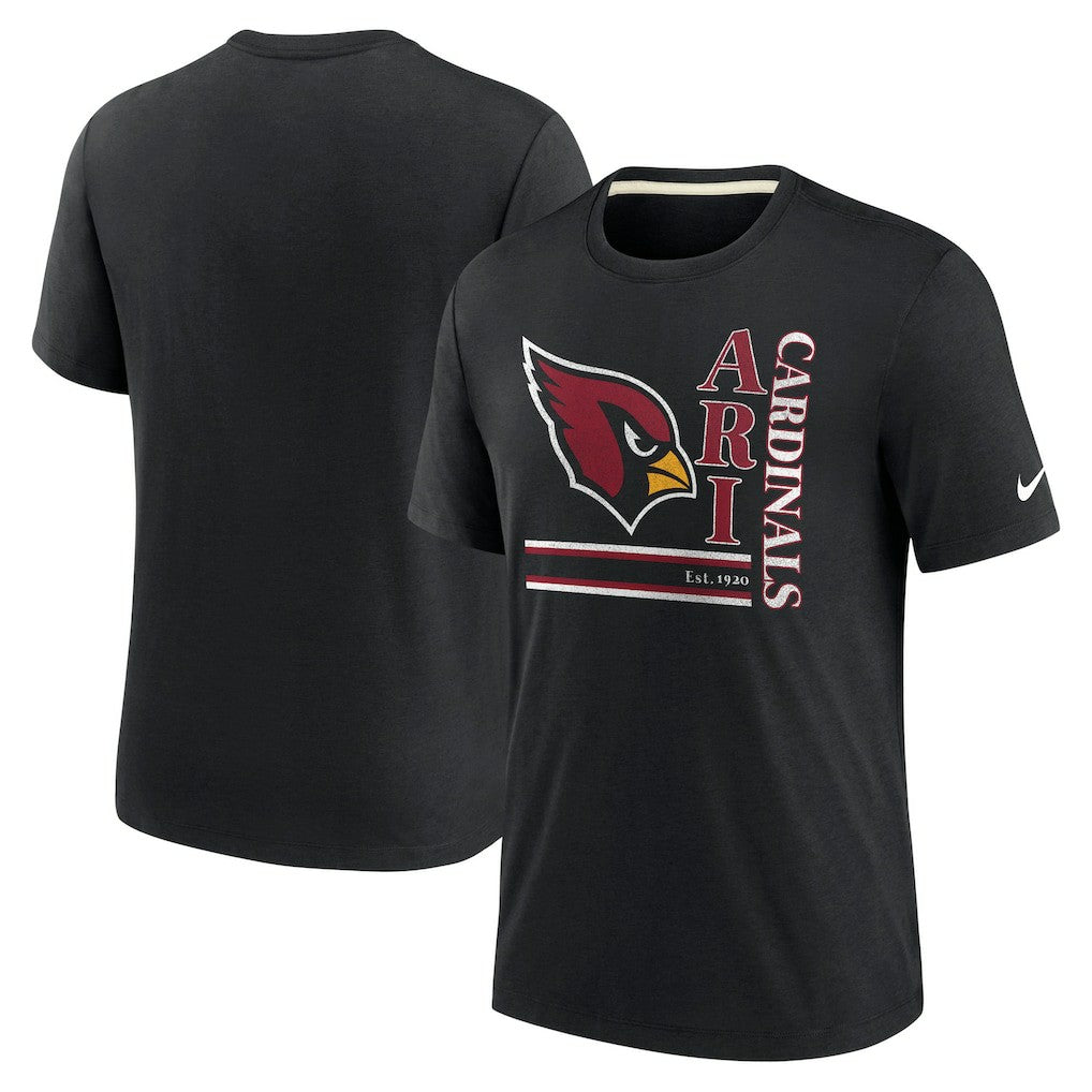 Arizona Cardinals Wordmark Logo Tri-Blend T-Shirt Black
