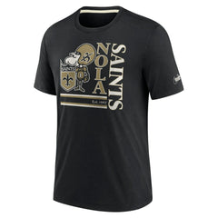 New Orleans Saints Wordmark Logo Tri-Blend T-Shirt Black