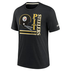 Pittsburgh Steelers Wordmark Logo Tri-Blend T-Shirt Black