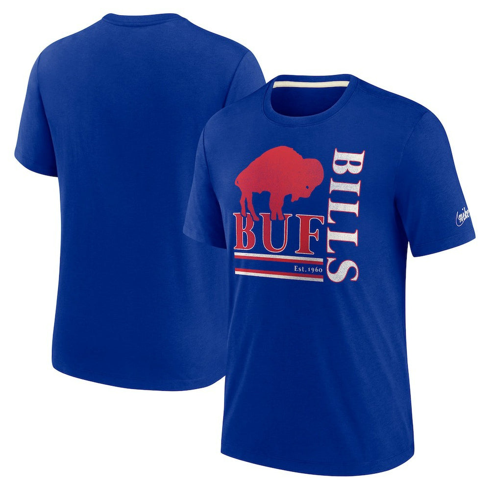 Buffalo Bills Wordmark Logo Tri-Blend T-Shirt Royal