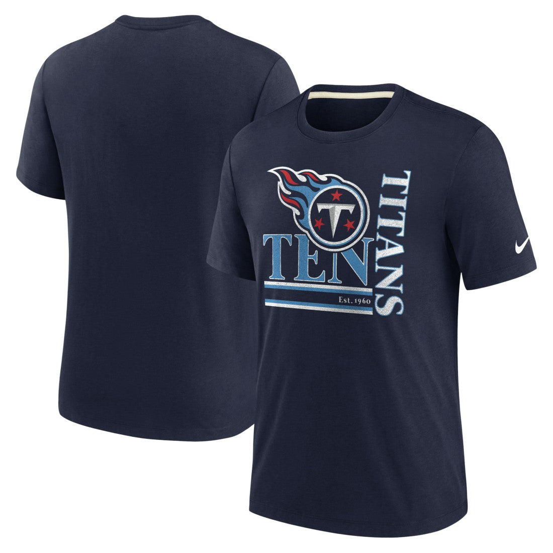 Tennessee Titans Wordmark Logo Tri-Blend T-Shirt Navy