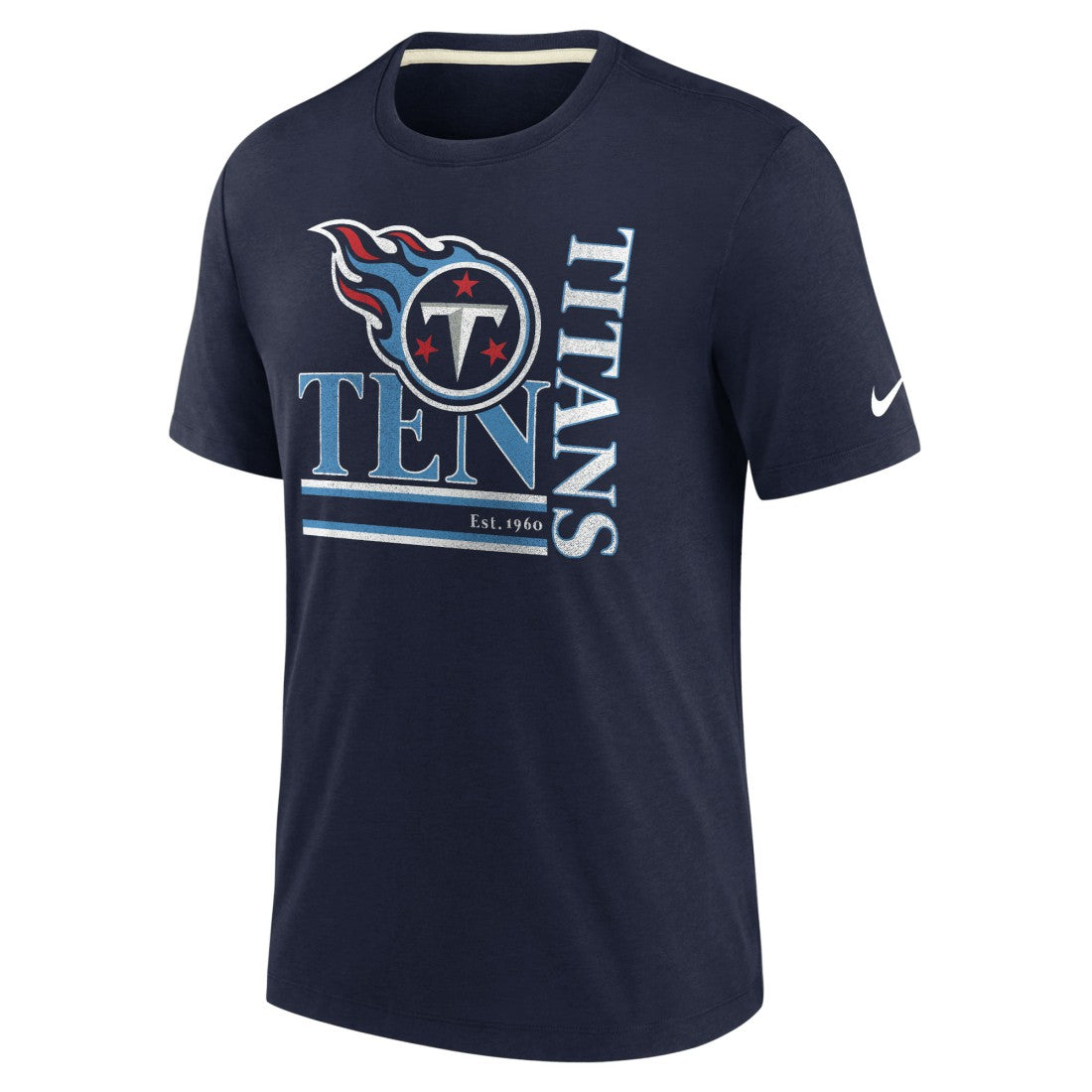 Tennessee Titans Wordmark Logo Tri-Blend T-Shirt Navy
