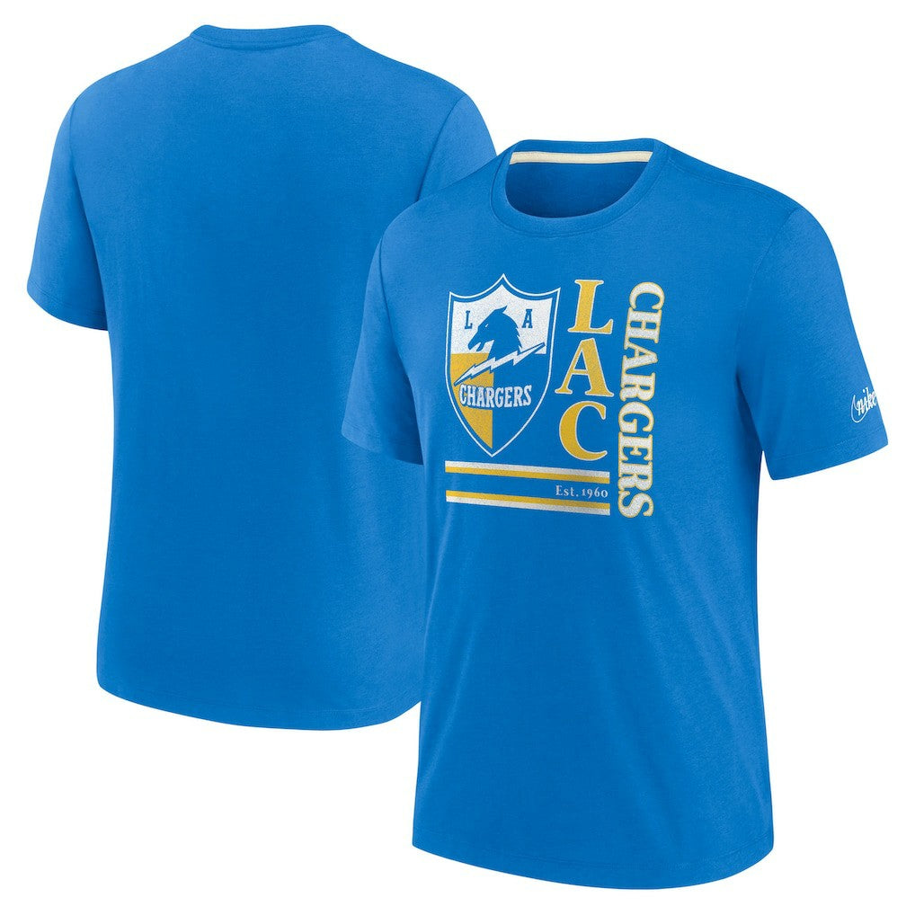 Los Angeles Chargers Wordmark Logo Tri-Blend T-Shirt Powder Blue