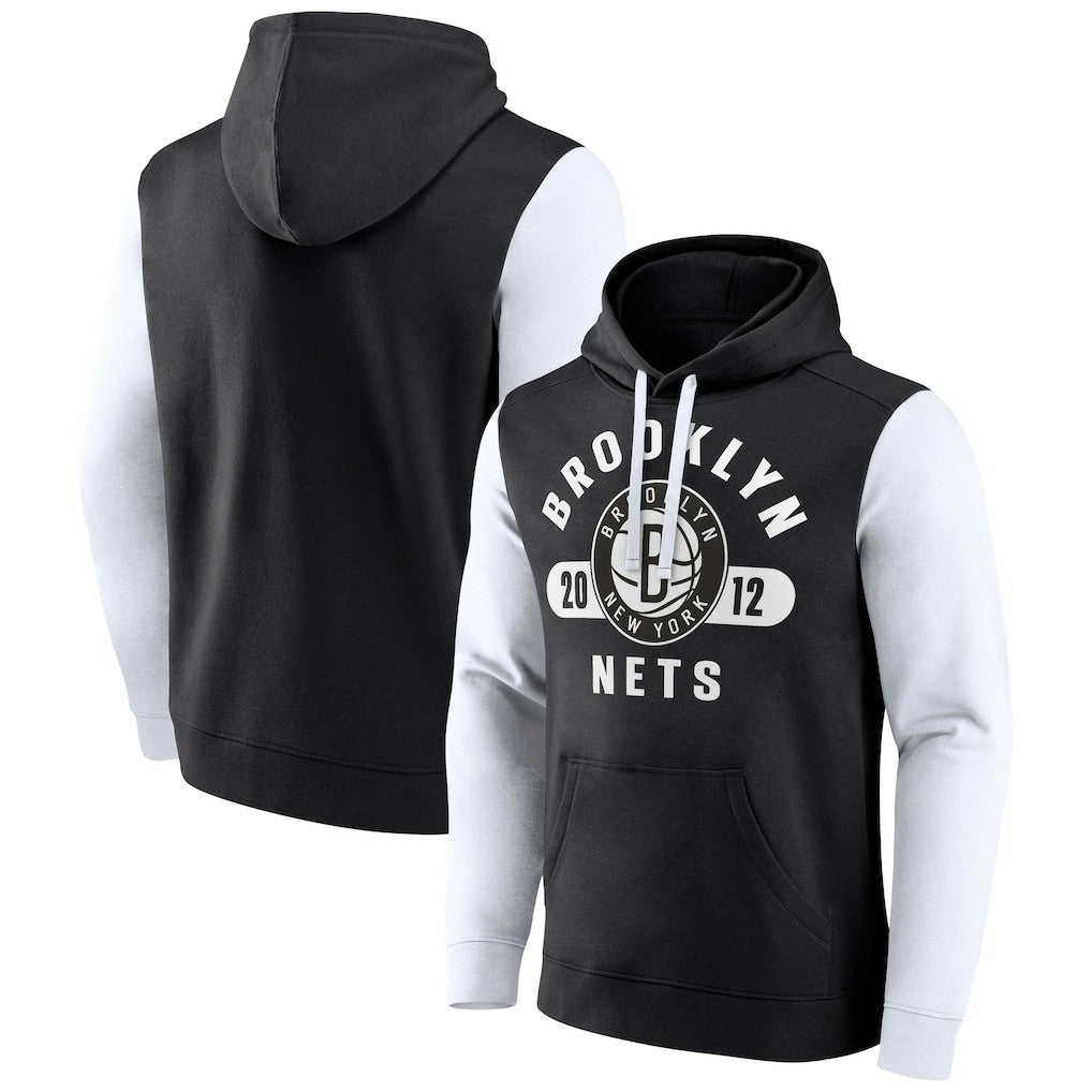 Brooklyn Nets Attack Colorblock Pullover Hoodie Black/White