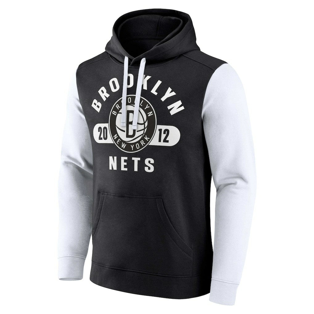 Brooklyn Nets Attack Colorblock Pullover Hoodie Black/White