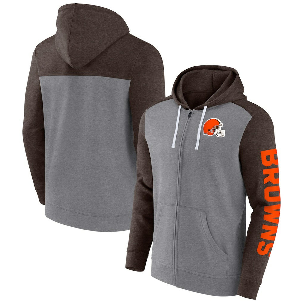 Cleveland Browns Down and Distance Full-Zip Hoodie Heather Gray