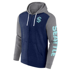NHL Seattle Kraken Fanatics Down and Distance Full-Zip Hoodie - Heather Deep Sea Blue