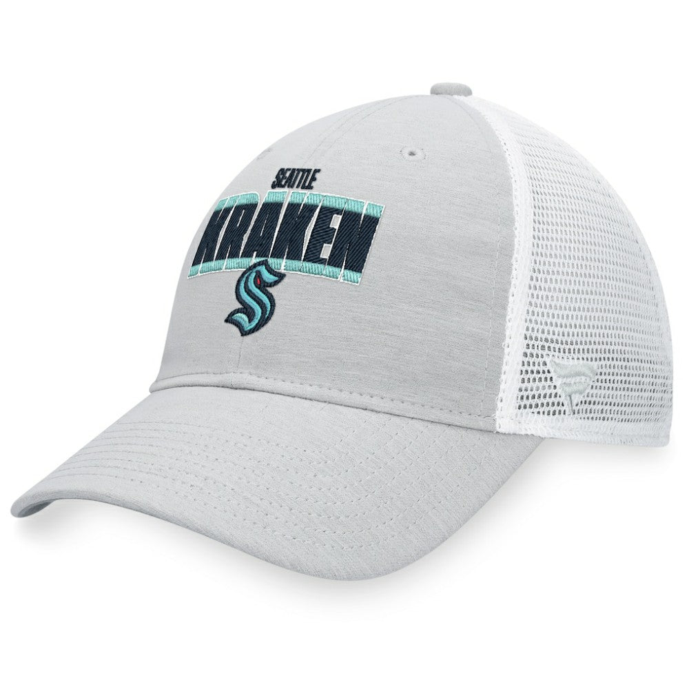 NHL Seattle Kraken Fanatics Team Trucker Snapback Hat - Heather Gray/White