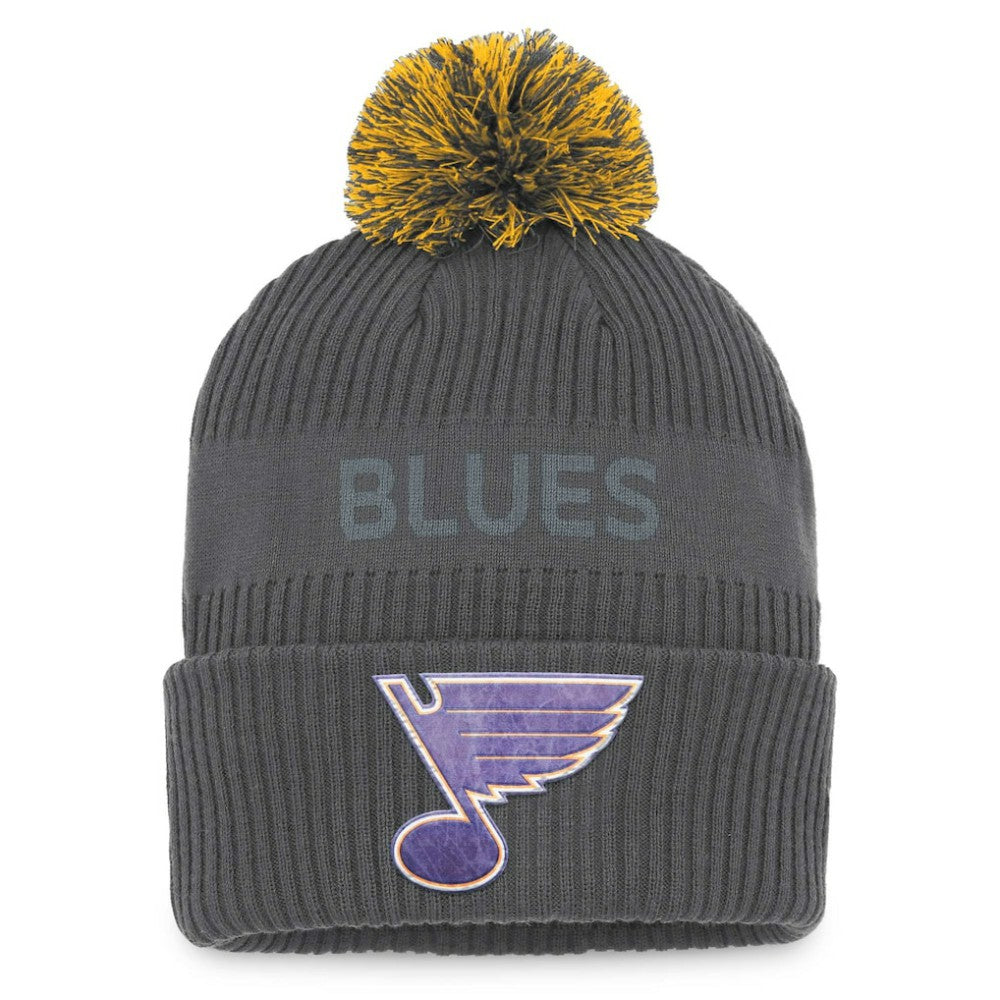 NHL St. Louis Blues Fanatics Authentic Pro Home Ice Cuffed Knit Hat with Pom - Charcoal