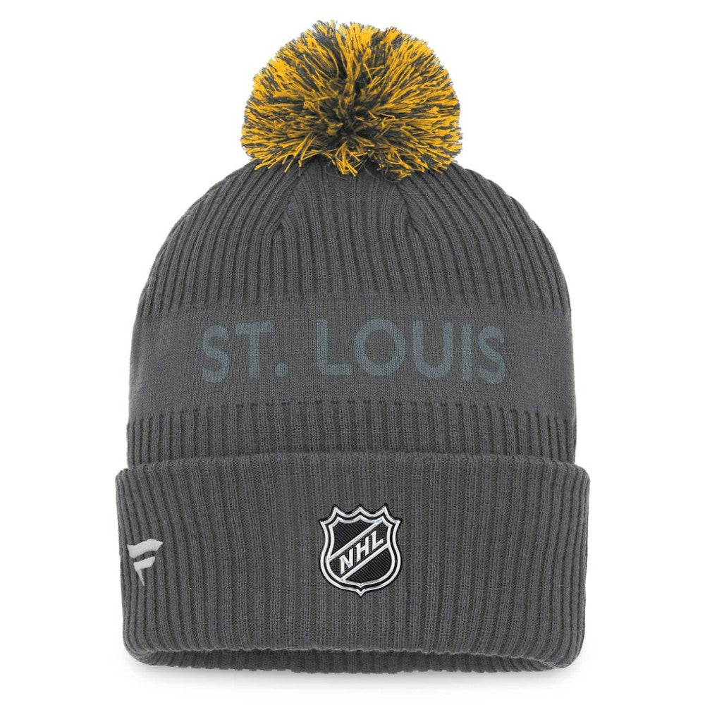 NHL St. Louis Blues Fanatics Authentic Pro Home Ice Cuffed Knit Hat with Pom - Charcoal