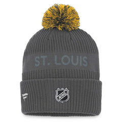 NHL St. Louis Blues Fanatics Authentic Pro Home Ice Cuffed Knit Hat with Pom - Charcoal