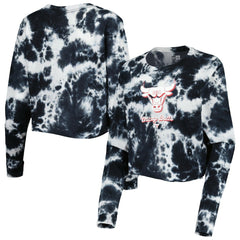 Chicago Bulls Women's Tie Dye Cropped Long Sleeve T-Shirt Black