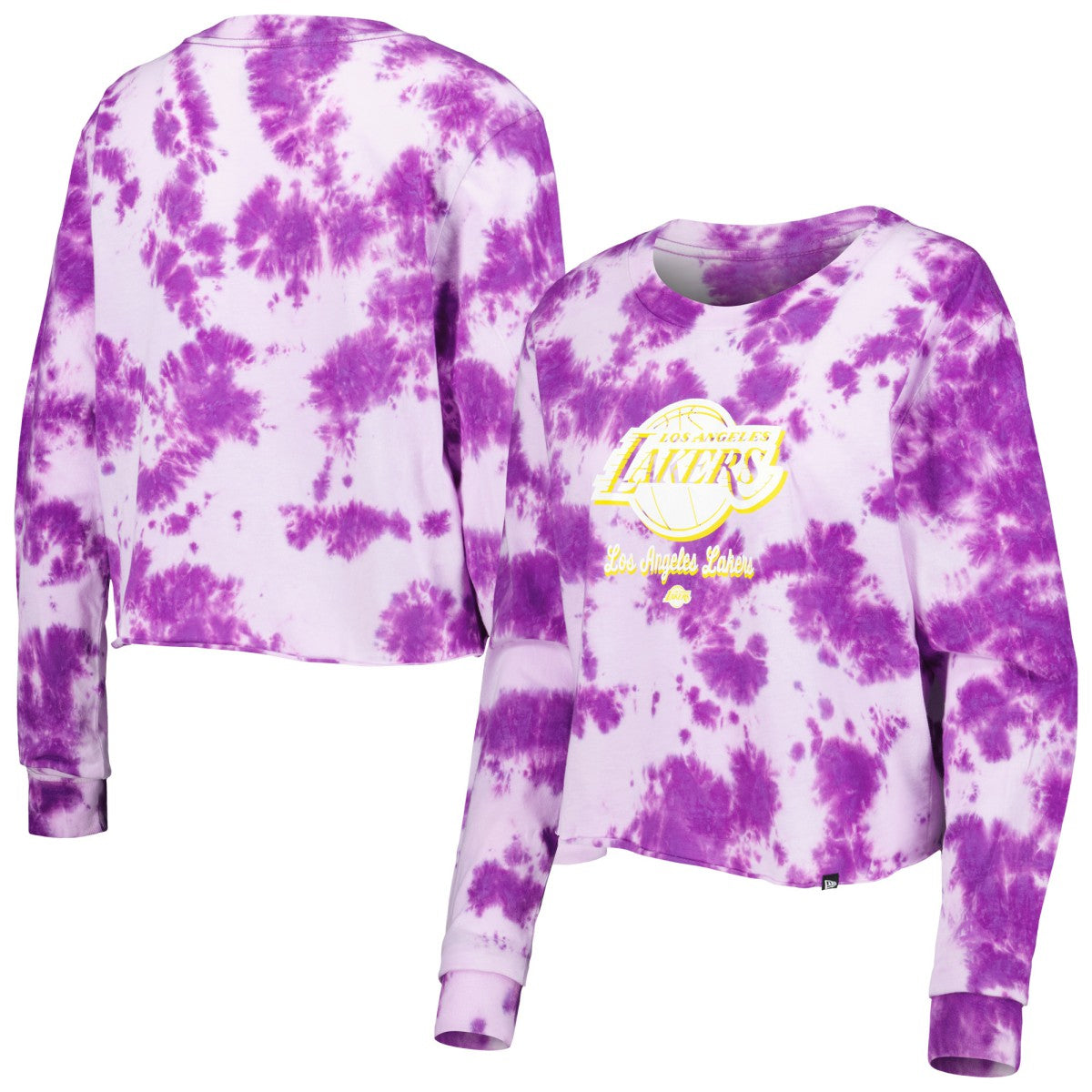 Los Angeles Lakers Women's Tie Dye Cropped Long Sleeve T-Shirt Purple