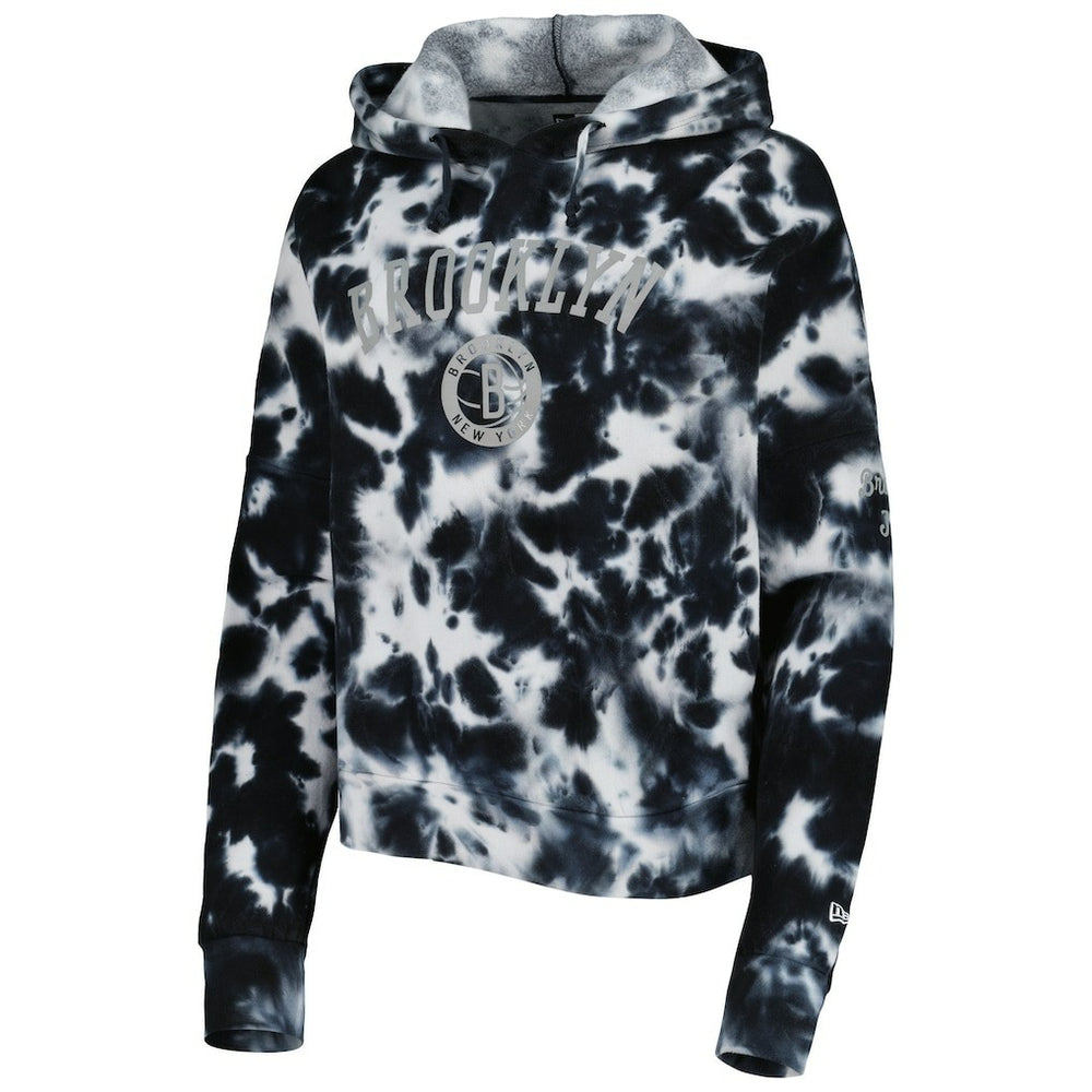 Brooklyn Nets Women's Brushed Cotton Tie-Dye Pullover Hoodie Black