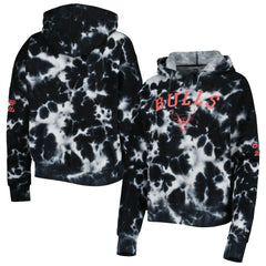 Chicago Bulls Women's Brushed Cotton Tie-Dye Pullover Hoodie Black