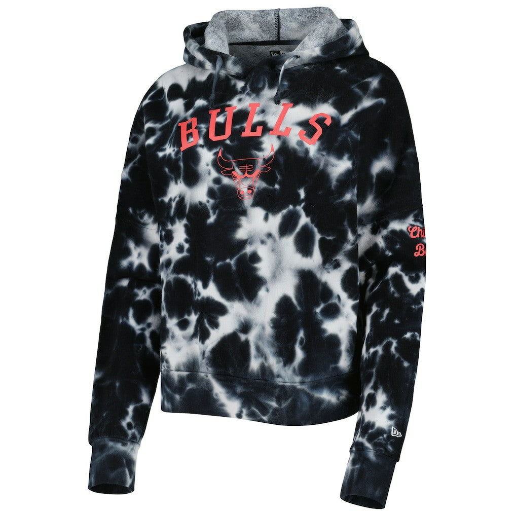 Chicago Bulls Women's Brushed Cotton Tie-Dye Pullover Hoodie Black
